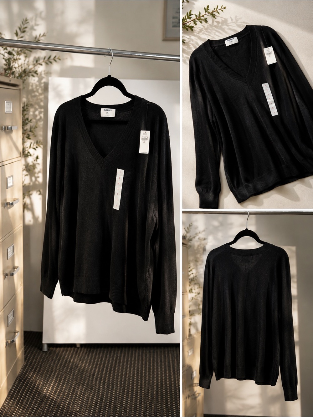 Old Navy Black V-Neck Lightweight Sweater